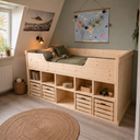 Kajuitbed Max naturel met opbergbakken