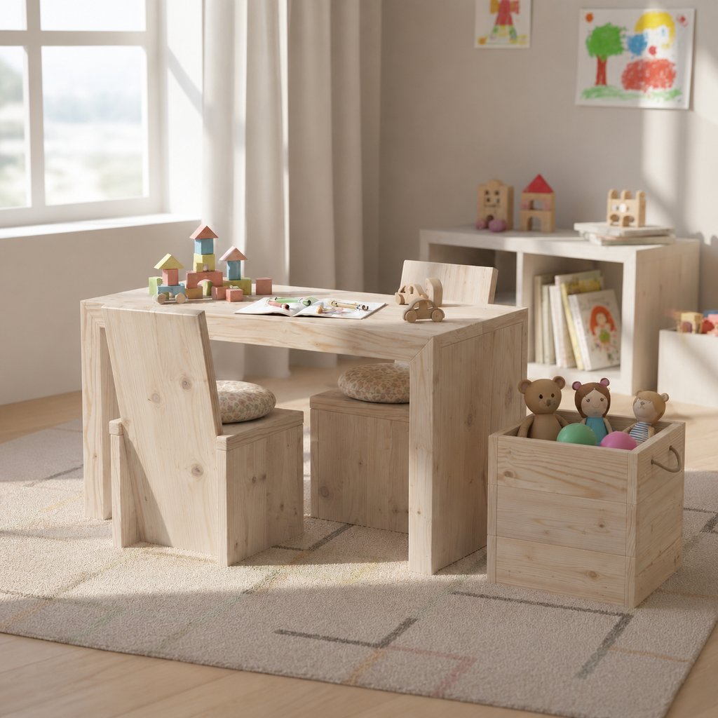 Kinderspeeltafel Finn met krukjes