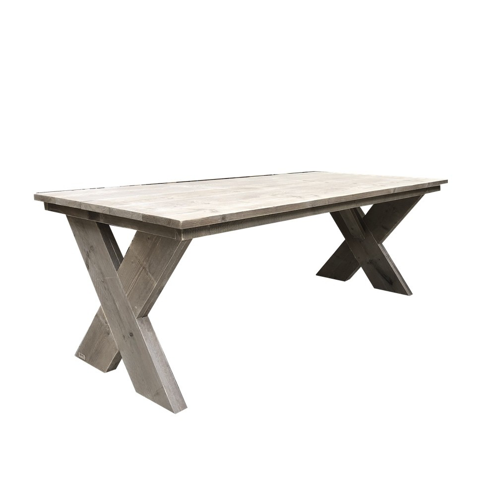Houten tafel met x poot