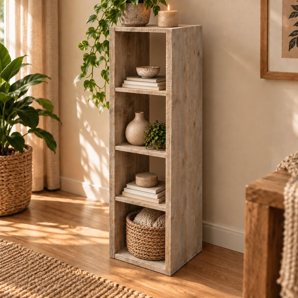 Houten vakkenkast Three verouderd - v4 vaks staand.webp