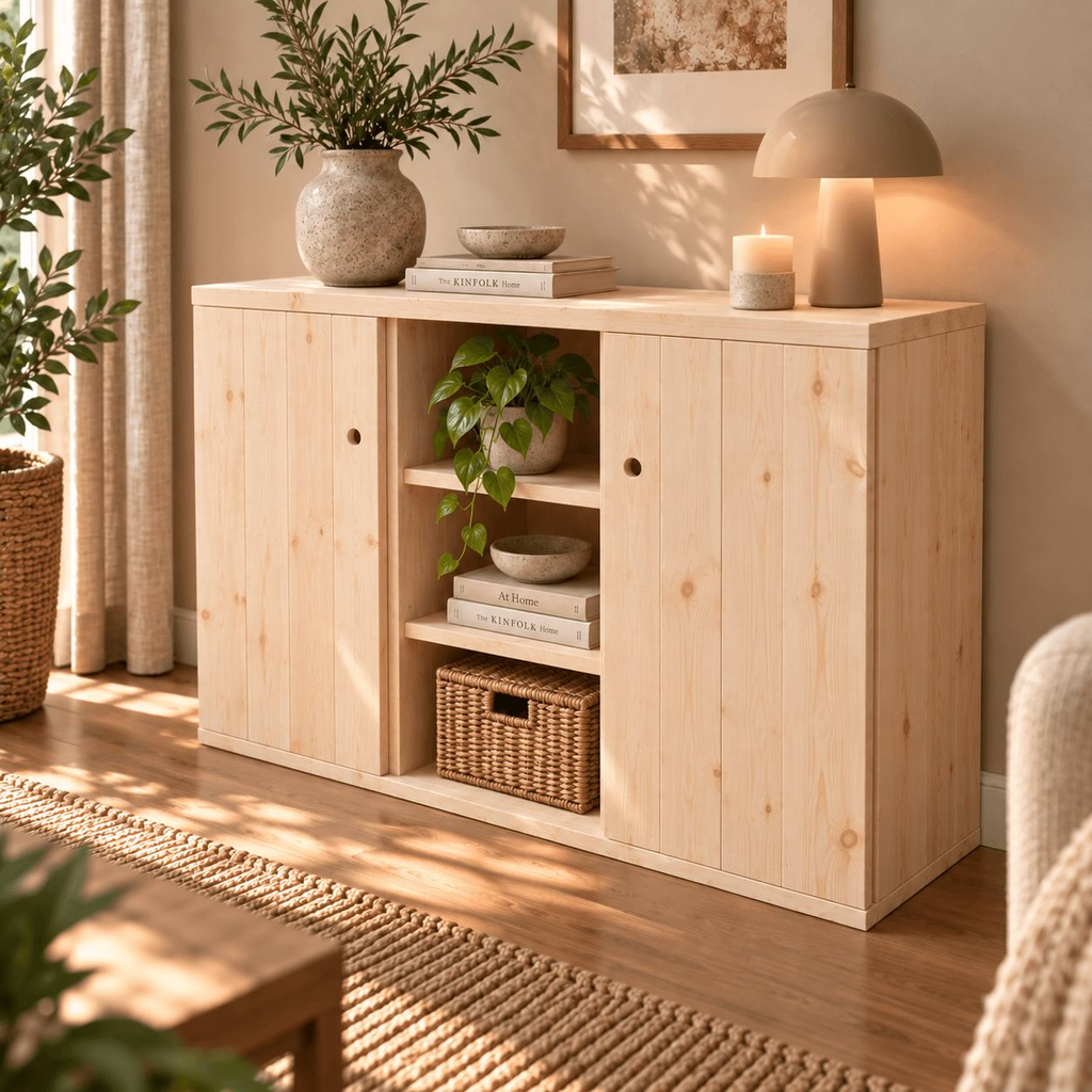 Steigerhouten dressoir-kantoormeubel Saako naturel.webp
