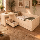 houten kajuitbed Jolanda met bureau naturel.webp