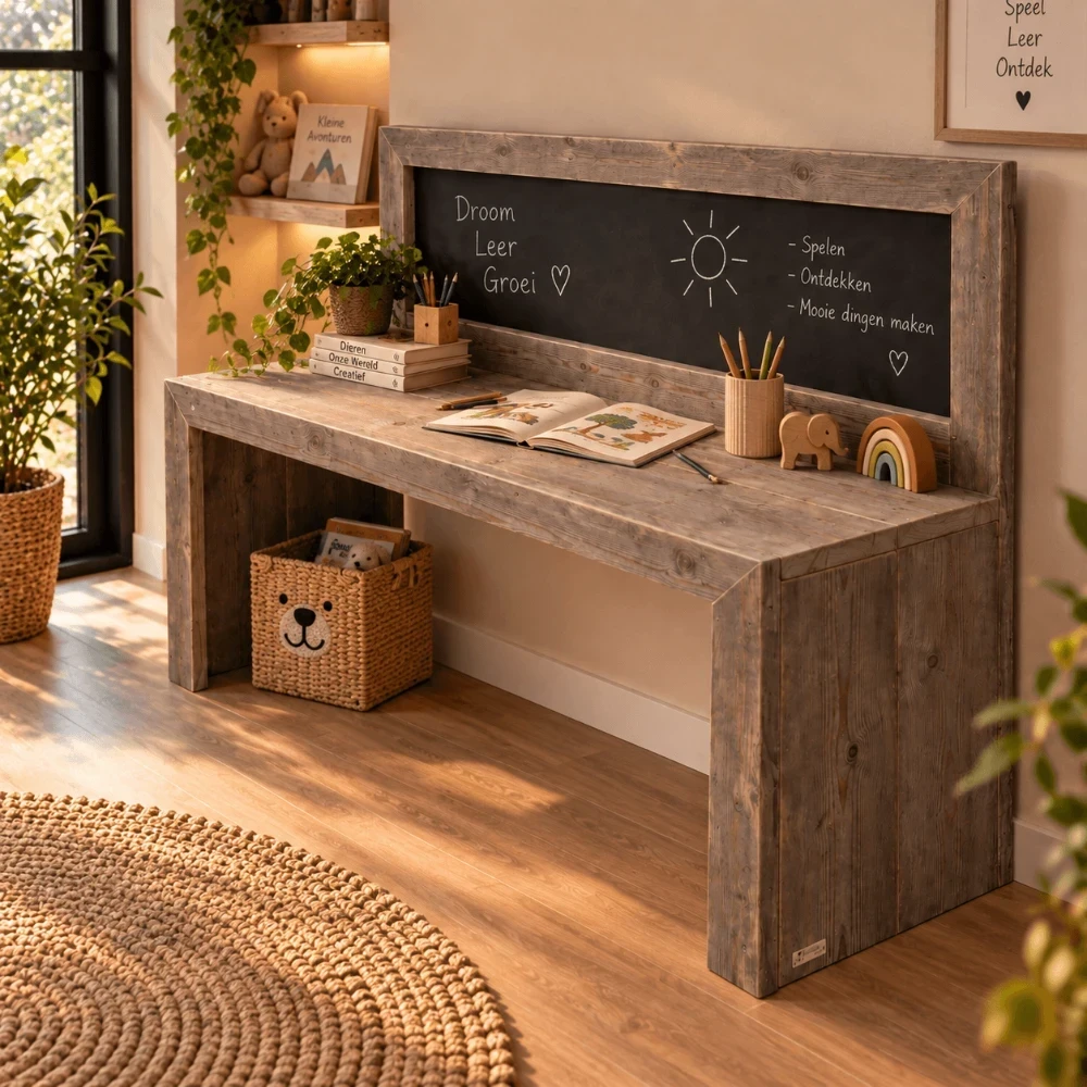 Houten kinderspeeltafel Luca met krijtbord.webp