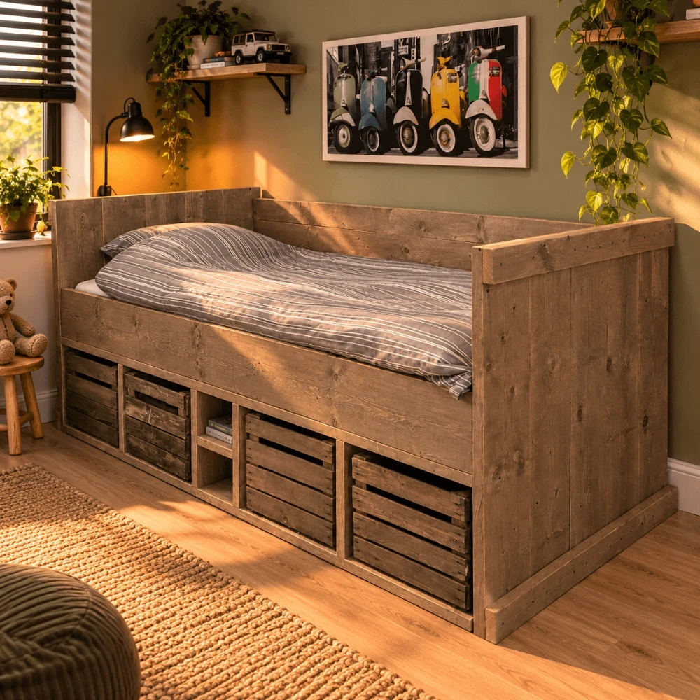 Houten bedbank - tienerbed Toon.webp