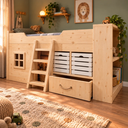 Houten kinderbed Toms hut met trap.webp
