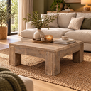 Houten Salontafel Vintage met blokpoten verouderd.webp