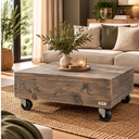 Houten Salontafel Blok op Wielen verouderd.webp
