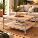 Houten Salontafel Jantje met steigerbuizen vaste poten.webp