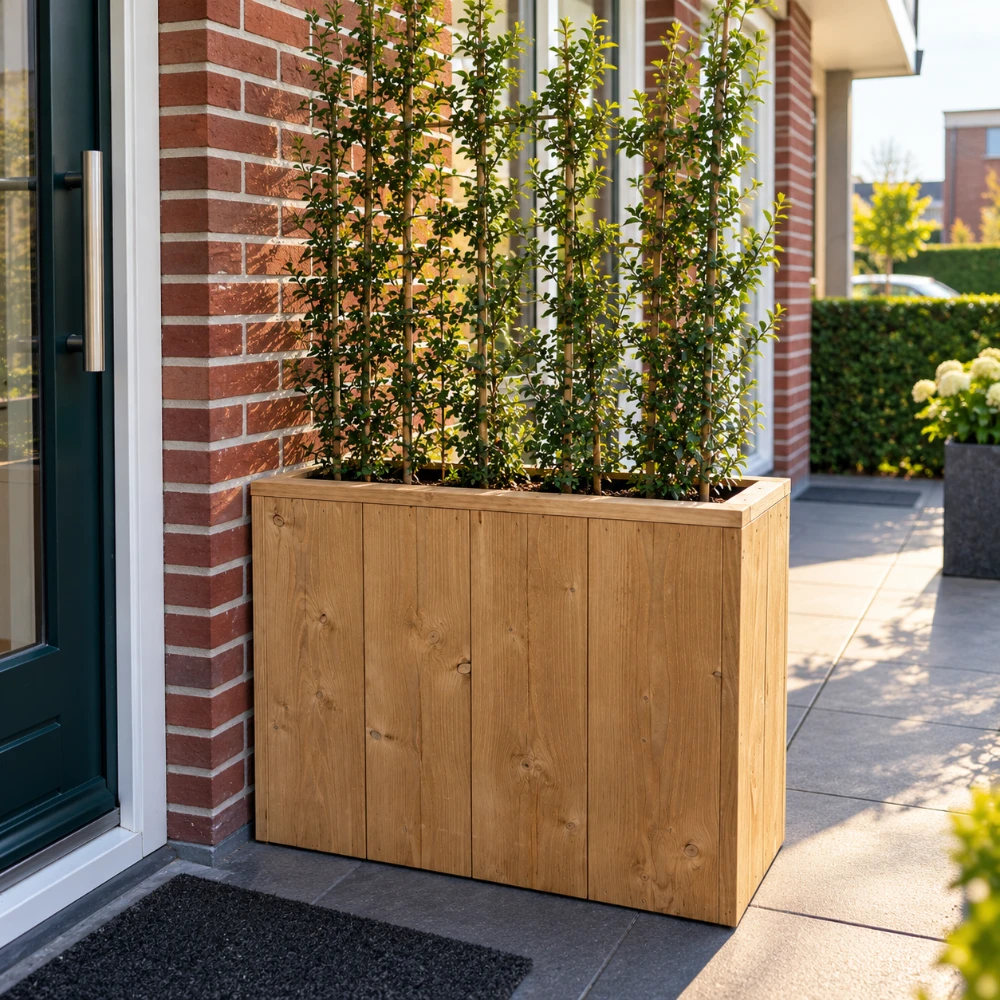 Bloembak Jenny balkon afscheider van douglas hout.webp