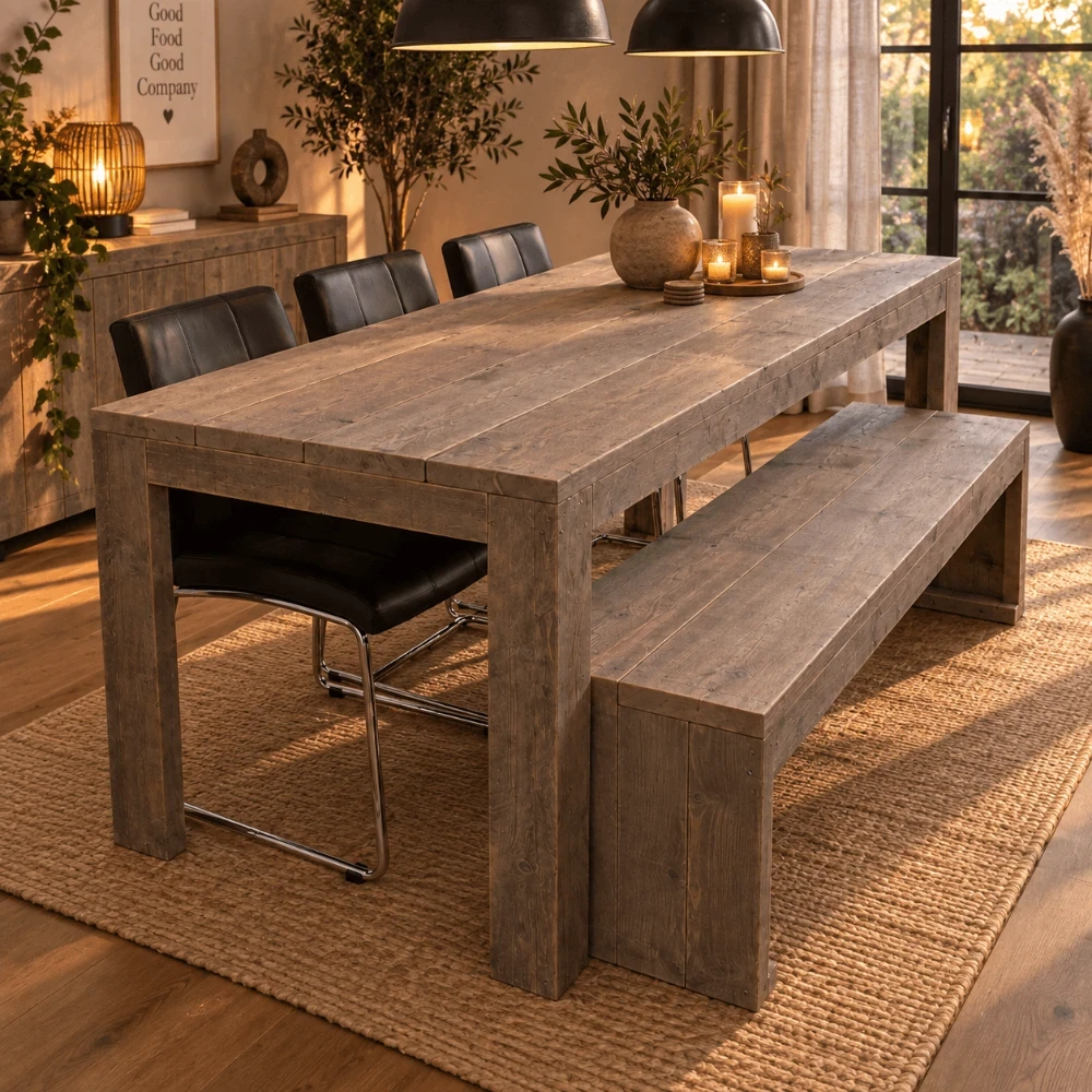 Houten tafel Stein (Naturel onbehandeld, 180x80cm)