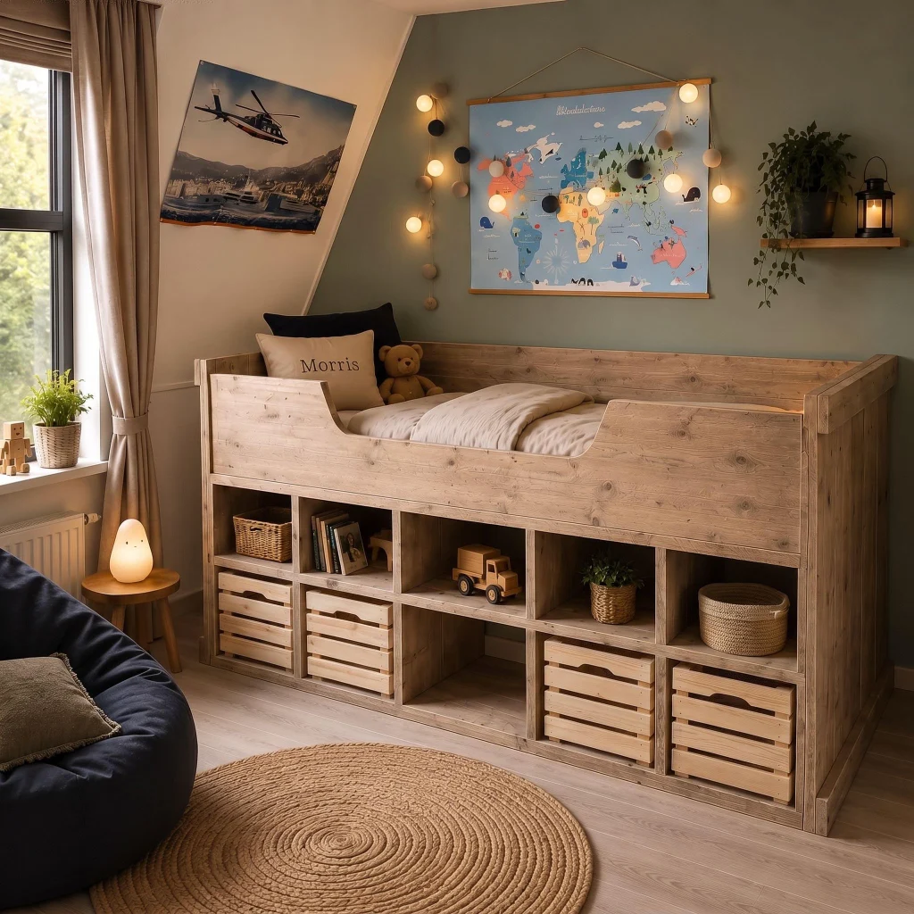 Kajuitbed Max (Naturel hout, Geen opbergbakken, Geen lattenbodem, Geen matras, Geen, Nee, geen trapje)