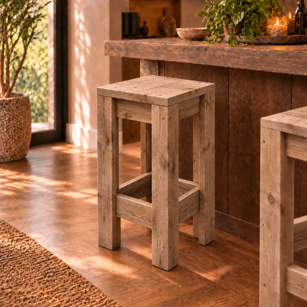 houten barkruk Barre (Naturel hout)
